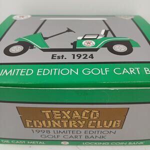 Texaco Country Club 1998 Limited Edition Golf Cart Diecast Metal Coin Bank NIB